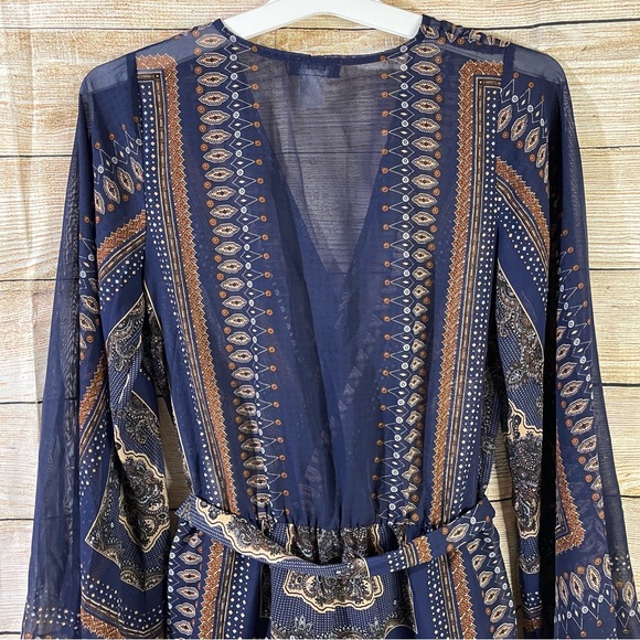 VENUS boho romper long flutter mesh sleeves women Size XS - Picture 9 of 14